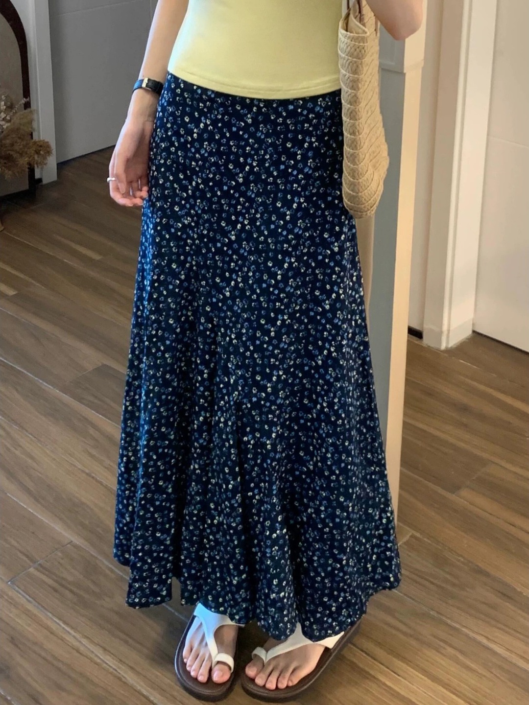 Midi Skirt Floral - Artı Boyutu Çiçek Baskı A-Line Midi