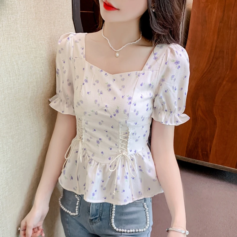 Romper Floral Print - Vintage Yaz Baskılı Bluzlar Kadınlar 2026