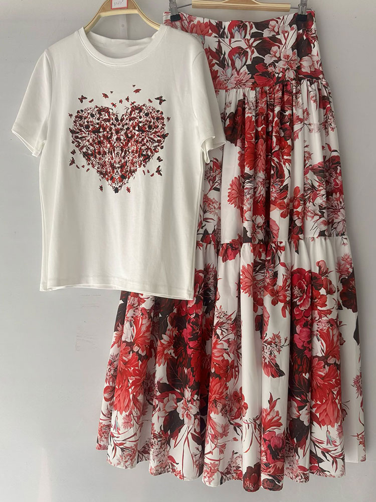 Midi Skirt Floral - 2026 Yeni Yaz Kadın Çiçek Desenli