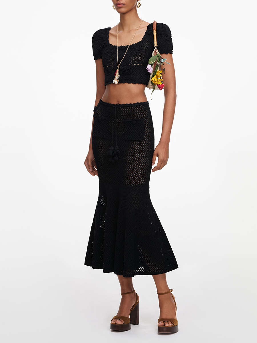 VGH Siyah 3D Çiçek Desenli Oyu - Crop Top Crochet incelemesi ve fiyatı