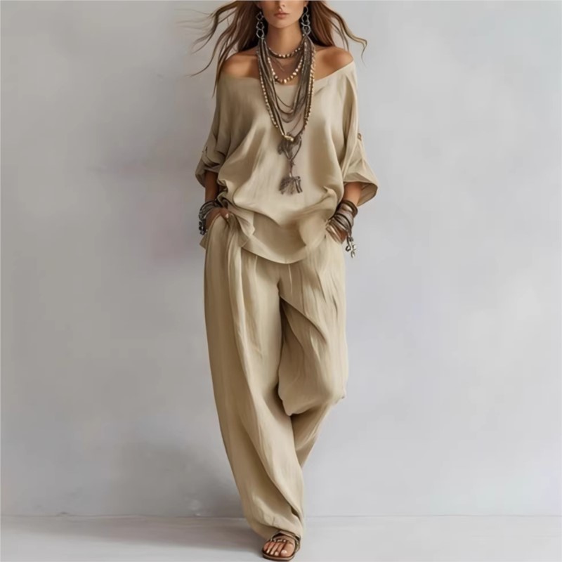 Kadın İki Parçalı Üç Çeyrek Ko - Linen Pant Wide incelemesi ve fiyatı